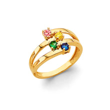 Load image into Gallery viewer, 14K Yellow Gold CZ 4 Stone Month Ring