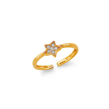 Load image into Gallery viewer, 14K Yellow Gold CZ Star Toe Ring