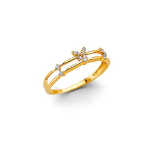 Load image into Gallery viewer, 14K Yellow Gold CZ Butterfly Ring