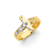 Load image into Gallery viewer, 14K Two Tone Gold Cross Men&#39;s Ring