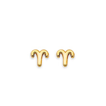 Load image into Gallery viewer, 14K Yellow Gold Zodiac Aries Stud Earrings With Screw Back