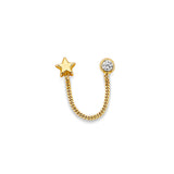 14K Yellow Gold Star CZ Crawler Stud Earrings With Screw Back