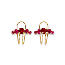 Load image into Gallery viewer, 14K Yellow Gold CZ Side Way Stud Earrings