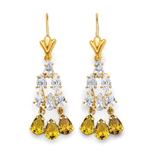 Load image into Gallery viewer, 14K Yellow Gold Peridot CZ Chandelier Stud Earrings