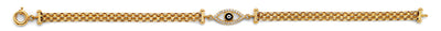 14K Yellow Gold CZ Evil Eye Center Bracelet