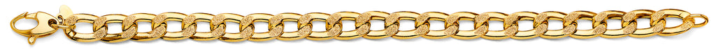 14K Yellow Gold Hollow Dia Bar Curb Bracelet