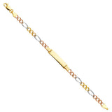 14K Tri Color Gold Figaro 3+1 Baby ID Bracelet