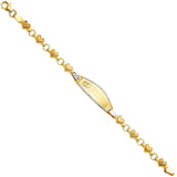 14K Two Tone Stampato Oval Baby ID Bracelet