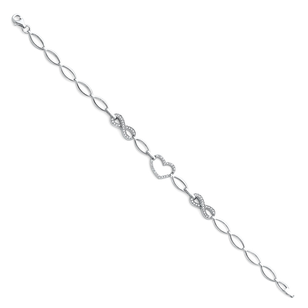 14K White CZ Bracelet