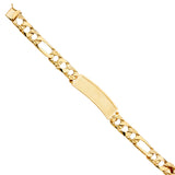 14K Yellow Nugget FIGARO LINK F-ID BRACELET