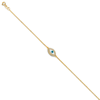 14K Yellow Evil Eye chain Bracelet