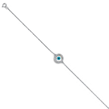 Load image into Gallery viewer, 14K White Evil Eye chain Bracelet
