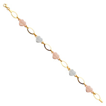 Load image into Gallery viewer, 14K Yellow CZ Heart Bracelet