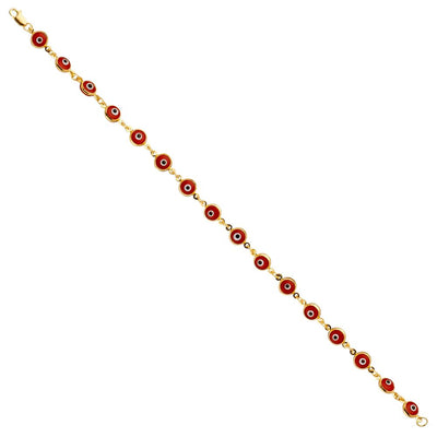14K Yellow Red Evil Eye Bracelet