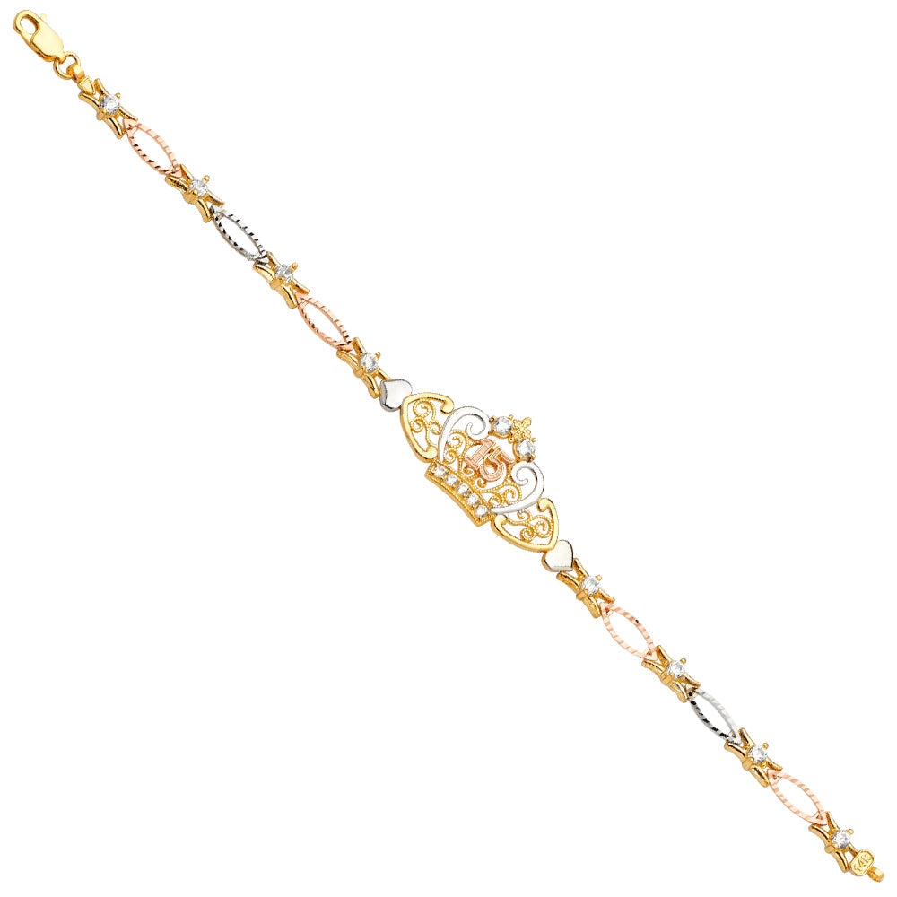 14K Tricolor 15Years ID Bracelet