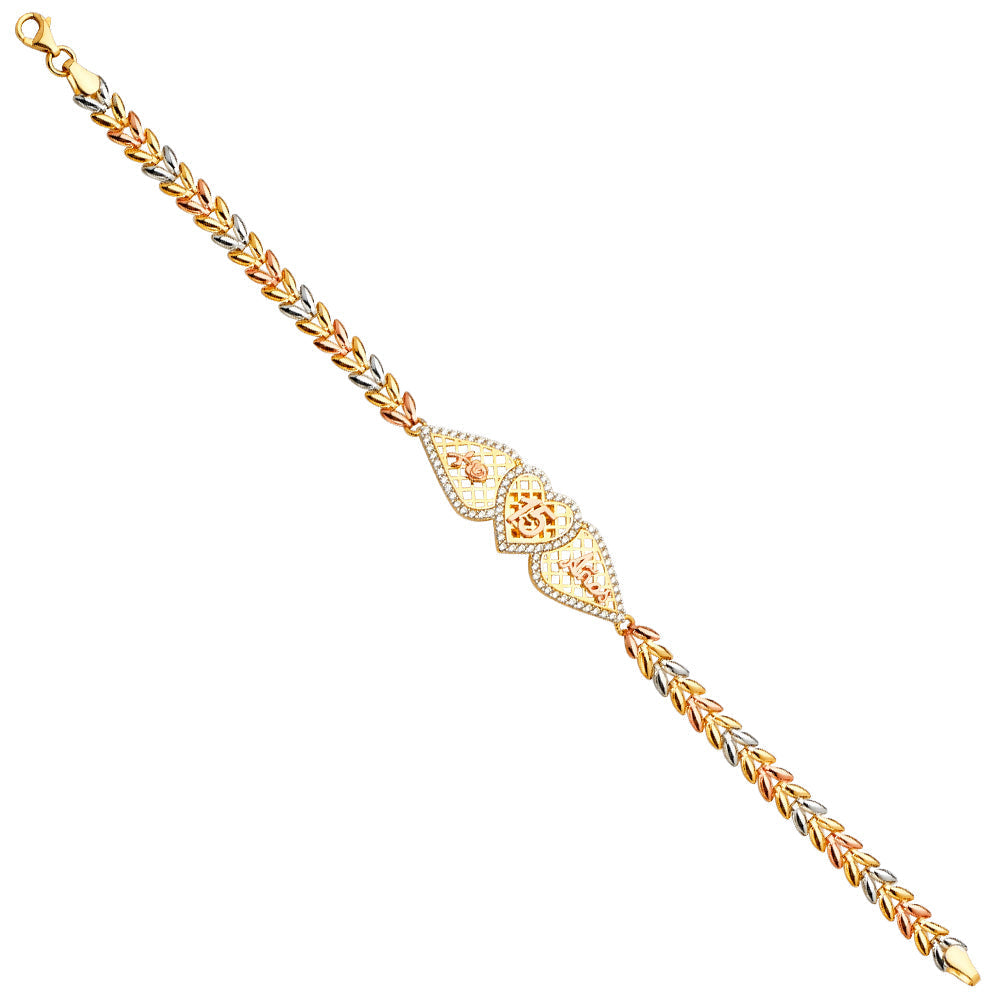 14K Tricolor 15Years ID Bracelet