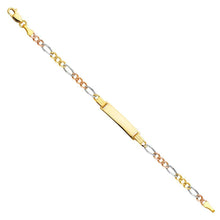 Load image into Gallery viewer, 14K Tri Color Gold Figaro 3+1 Baby ID Bracelet