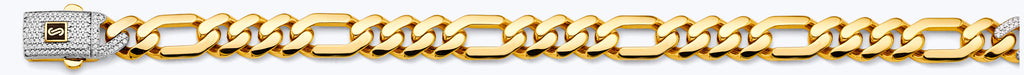 14K Two Tone Gold 9.5mm Monaco Figaro 3? With CZ Lock Chain