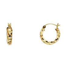 Load image into Gallery viewer, 14k Yellow Gold 3mm Petite Openwork Hoop Earrings