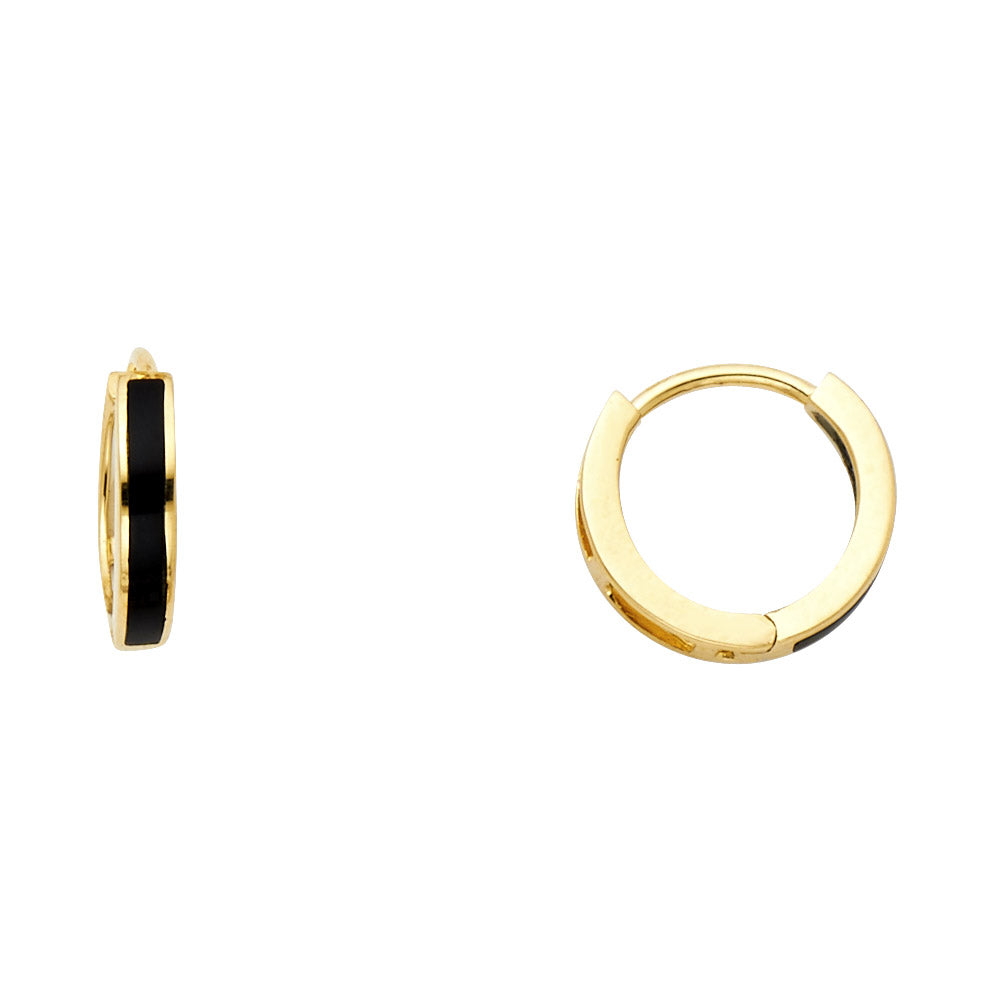 14K Yellow ONYX HUGGIES Earring 1.2grams