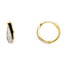 Load image into Gallery viewer, 14K Yellow ONYX and CZ HUGGIES Earring 1.4grams