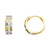14K Yellow MULTI COLOR CZ HUGGIES Earring 2.6grams