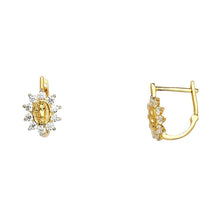 Load image into Gallery viewer, 14K Yellow Gold Our Lady of Guadalupe CZ Huggie Hoop Earrings