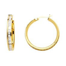 Load image into Gallery viewer, 14K Yellow Gold BG 3mm Clear CZ Channel Hoop Earrings