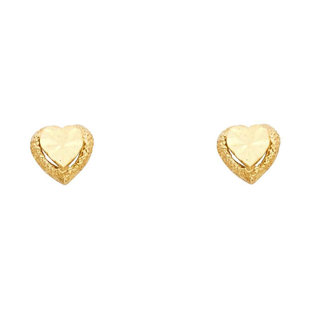 14K Yellow Gold 8mm Heart Post Earrings