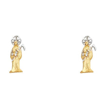 Load image into Gallery viewer, 14K Yellow Gold 4mm Santa Muerte Post Earrings