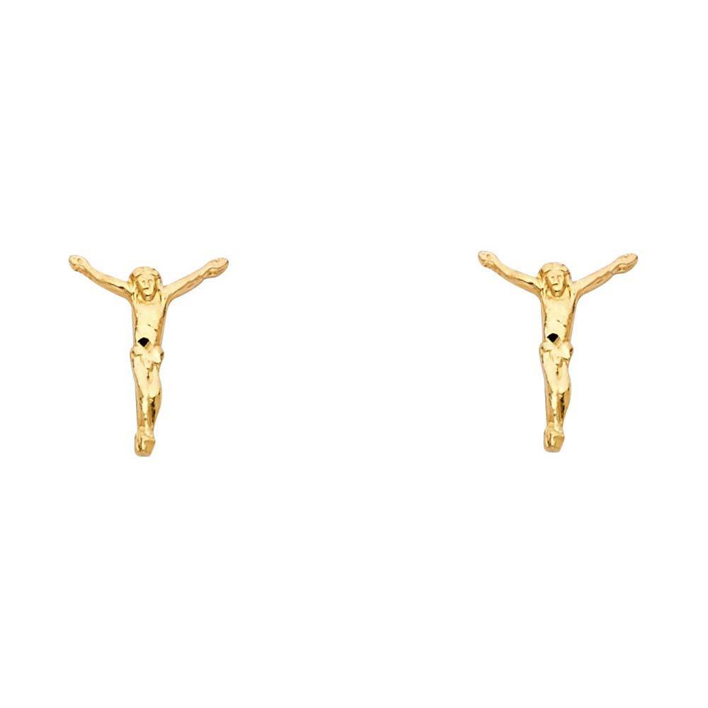 14K Yellow Gold 10mm Jesus Post Earrings