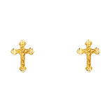14K Yellow Gold 8mm Cross Post Earrings