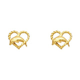 14K Yellow Gold 10mm Dolphin Post Earrings