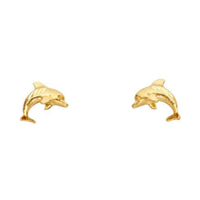 Load image into Gallery viewer, 14K Yellow Gold 10mm Dolphin Post Earrings