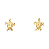14K Yellow Gold 8mm Turtle Post Earrings