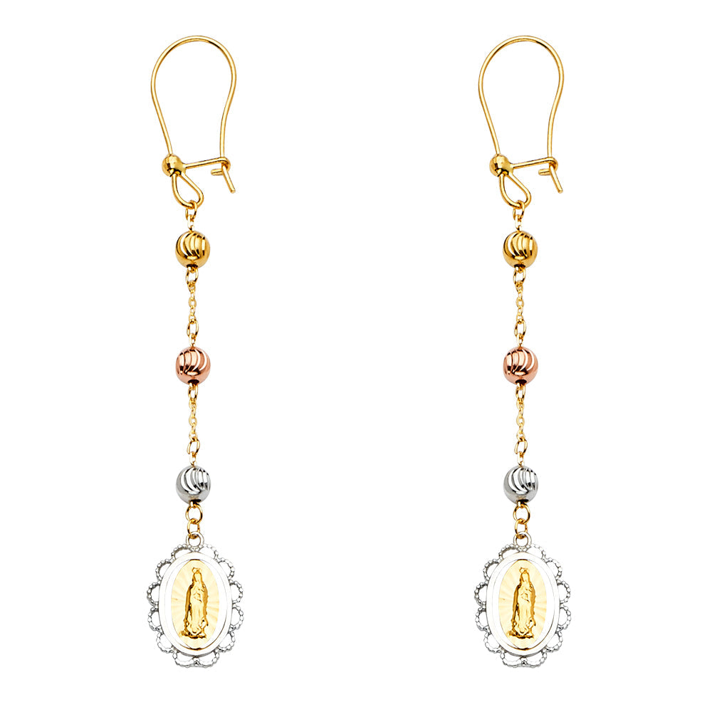 14K Two Tone Gold Hanging Earrings