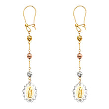 Load image into Gallery viewer, 14K Two Tone Gold Hanging Earrings