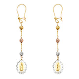 14K Two Tone Gold Hanging Earrings