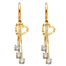 Load image into Gallery viewer, 14K Yellow Gold CZ Hanging Huggies Earrings