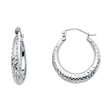 Load image into Gallery viewer, 14K White Gold 4mm Diamond Cut Hoop Earrings