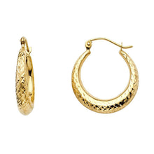 Load image into Gallery viewer, 14K Yellow Gold 4mm Diamond Cut Hoop Earrings