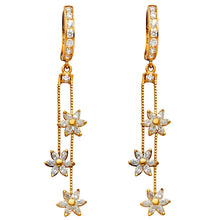Load image into Gallery viewer, 14K Yellow Gold CZ Hanging Huggies Earrings