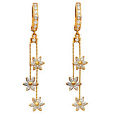 14K Yellow Gold CZ Hanging Huggies Earrings
