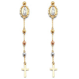 14K Tri Color Hanging Earrings