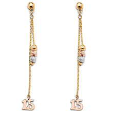 Load image into Gallery viewer, 14K Tri Color Hanging Earrings