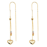 14K Tri Color Hanging Earrings