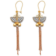 Load image into Gallery viewer, 14K Tri Color Hanging Earrings