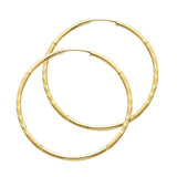 14K Yellow Gold 1.5mm Diamond Cut Hoop Earrings