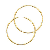 14K Yellow Gold 1.5mm Diamond Cut Hoop Earrings