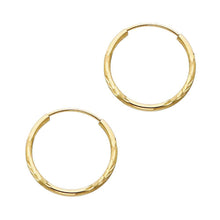 Load image into Gallery viewer, 14K Yellow Gold 1.5mm Diamond Cut Hoop Earrings